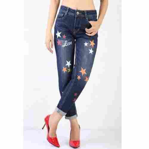 Ladies Skinny Fit Stretchable Printed Denim Jeans for Casual Wear