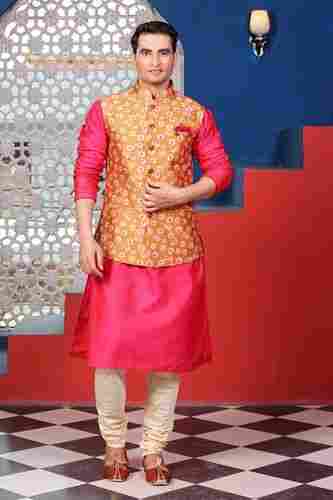 Casual Wear Printed Design Half Sleeve Mens Nehru Jackets 