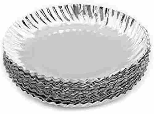 Silver Paper Round Plates Use For Event, Party, Snacks And Utility Dishes
