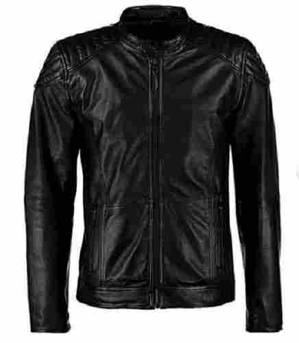Lightweight Plain Full Sleeves Faux Leather Winter Jacket For Men 