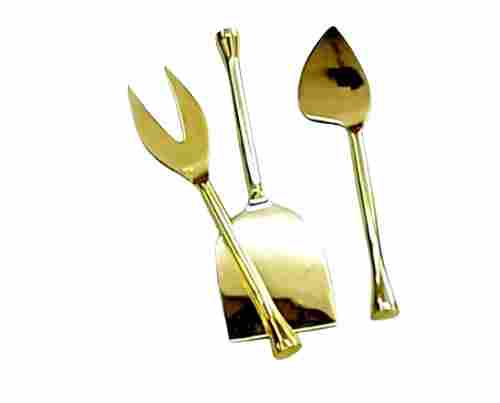 3 Piece Gold Plated Brass Cheese Knives For Kitchen