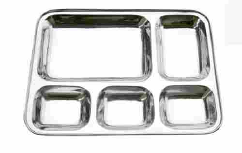 5 Compartment Stainless Steel Dinner Plate For Restaurant And Home 