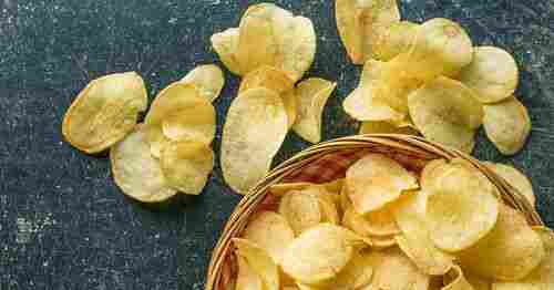Crispy Low-Carb Fried Salty Potato Chips, High In Carbohydrate