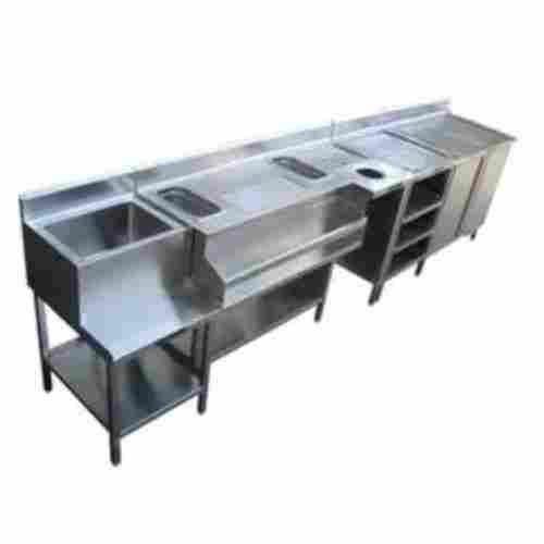Rectangular Polished Sturdy Modern Stainless Steel Bar Counter For Hotels And Bars
