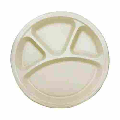 Heat And Cold Proof Round Plain Disposable Plastic Four Compartment Plates 