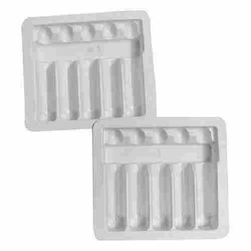72 X 74 Mm Rectangular 4 Side Seal PP Pharma Packing Ampoule Tray