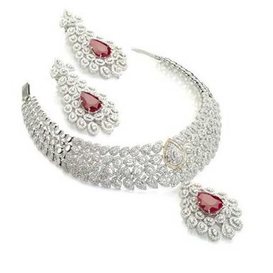 Unique Design Diamond Necklace Earrings Set For Party Wear