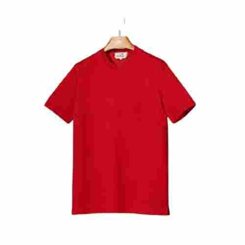 Mens Plain Red Round Neck Short Sleeve Casual Wear Cotton T Shirts