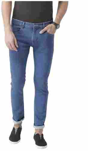 Mens Plain Wrinkle-Resistant Slim Fit Breathable And Washable Denim Jeans