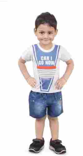 Casual Wear Multi Color Denim Shorts And Cotton T Shirt Dress For Baby Boy