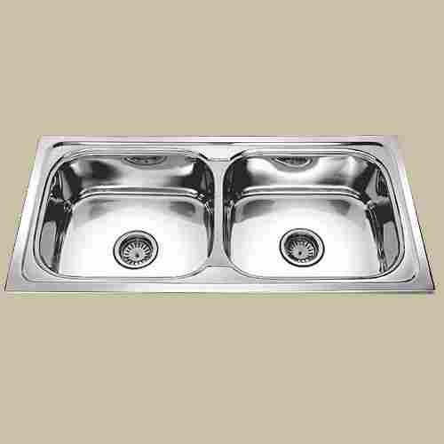 Corrosion Resistant Polished Double Bowl Stainless Steel Kitchen Sink For Home