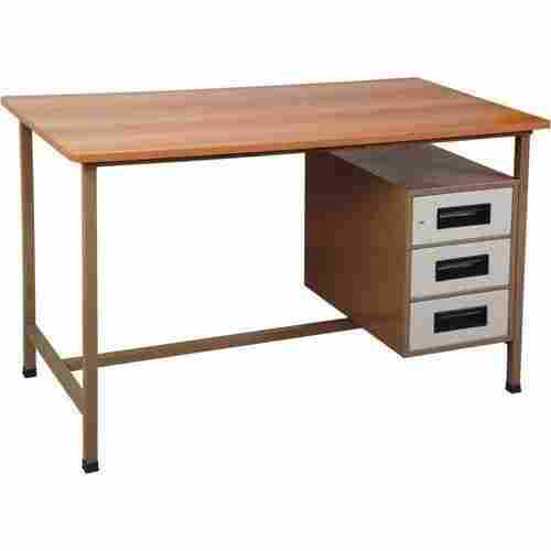 Termite Proof Rectangular Shape Teak Wooden Computer Table With Three Drawer And Iron Frame