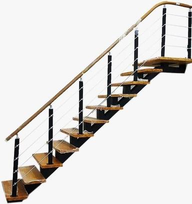  ब्राउन 1200 मिमी औद्योगिक आधुनिक स्टेनलेस स्टील लकड़ी की सीढ़ी रेलिंग 