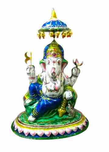 4 Inches Eco Friendly Enamel Finished Painted Resin Ganesh Statue