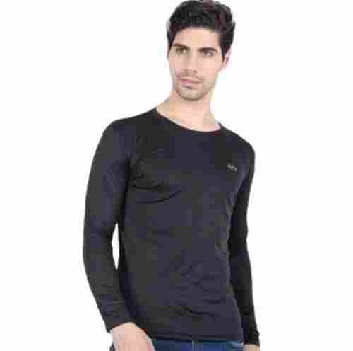 Mens Comfortable And Breathable Long Sleeves Round Neck Plain Nylon T Shirt
