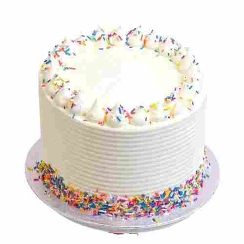 Sweet And Delicious A Grade Round Cream And Sparkle Topping Vanilla Cake