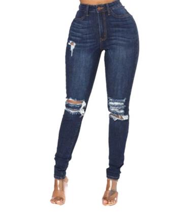 Plain Blue And Slim Fit Denim Ripped Jeans For Women Age Group: >16 Years