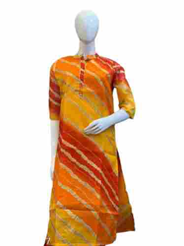 3/4th Sleeves Summer And Casual Wear Printed Soft Cotton Kurti For Ladies