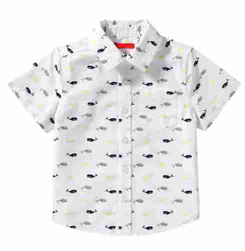Kids Printed Short Sleeves Classic Collar Casual Wear Cotton Shirt