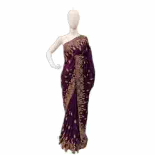 Purple Embroidered Beautiful And Light-Weight Party Wear Art Silk Saree For Ladies