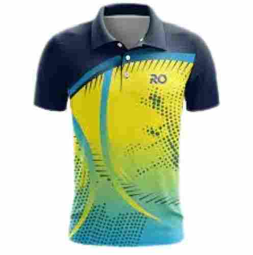 Men'S Printed Polo Neck Short Sleeve Polyester Perfect Fit Sublimation T-Shirt