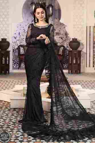 Ladies Chantilly Lace Saree (Maria B Chiffon Eid Collection)