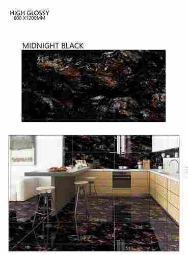 Midnight Black Glossy Fiish Wall Tiles, Size 600X1200 mm