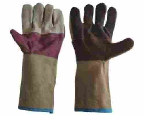 Plain Rough Surface Full Finger Unisex Leather Hand Gloves For Industrial Use