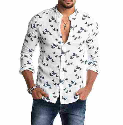 Regular Fit Full Sleeves Spread Collar Cotton Printed Shirt For Men