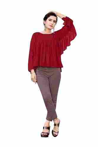 Ladies Full Sleeves Plain Polyester Top For Casual Wear