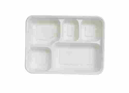 10x9 Inch Rectangular Disposable Plastic Plate With Five Compartment 