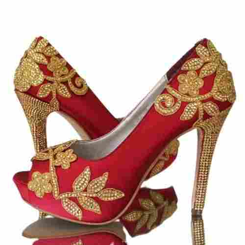 High Heel Leather And Fabric Material Bridal Sandal Specially For Ladies