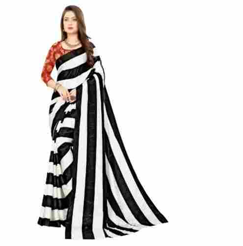 Bollywood Casual Wear Striped Crepe Silk Saree For Women With Blouse