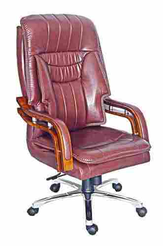 Brown Leather High Back Boss Revolving Chair with 1 Year Warranty