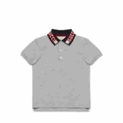 Casual Wear Short Sleeve Polo Collar Neck Plain Cotton Kids T-Shirt