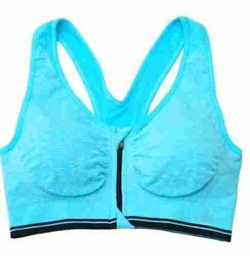Women Breathable Zipper Closure Plain Soft Cotton Lightly Padded Sports Bra