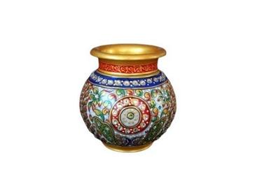Golden 4 Inch Indian Decoration Light Weight Designer Marble Flower Pots