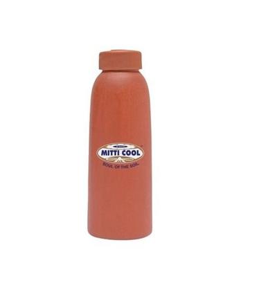 Brown 12 Inches 400 Ml Round Screw Cap Sealing Clay Water Bottle 
