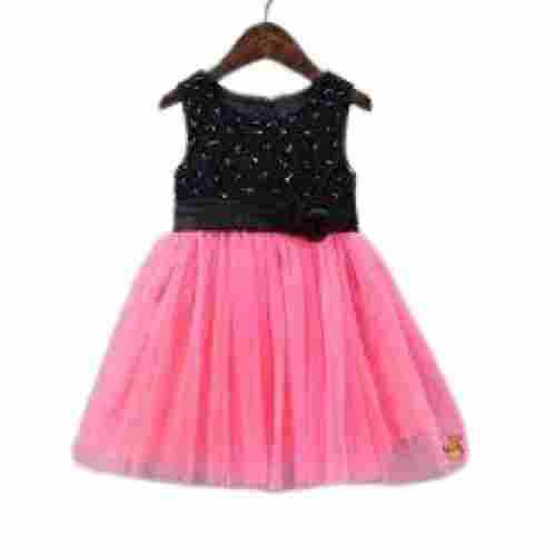 Kids Multi Color Round Neck Sleeveless Modern Frocks For Party Wear 