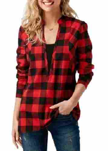 Ladies Checked Pattern Full Sleeve Pure Cotton Material Breathable Fashion Shirt