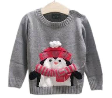 Casual Wear Regular Fit Long Sleeves Round Neck Extremely Warm Printed Woolen Kids Winter Sweaters