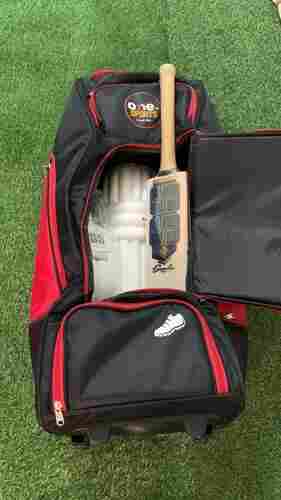 Black And Red Rectangular Waterproof Printed Cricket Bag