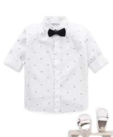 Kids Breathable White Printed Short Sleeve Cotton Polyester Shirts Gender: Male
