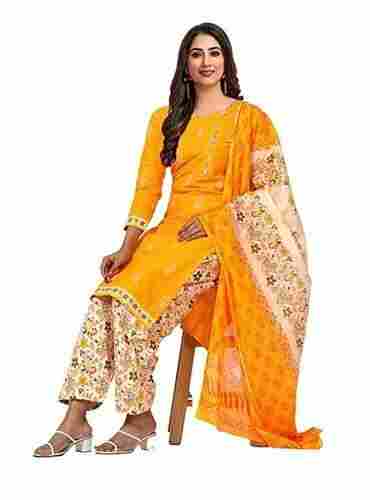 Ladies Printed Cotton Salwar Suit With Dupatta For Party Wear