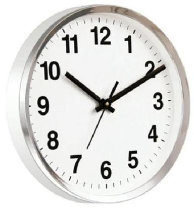 White And Silver High Quality Material Round Aluminium Color Office Wall Clock