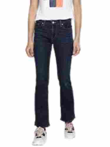 Ladies Casual Wear Plain Pattern Cotton Material Regular Fit Boot Cut Jeans