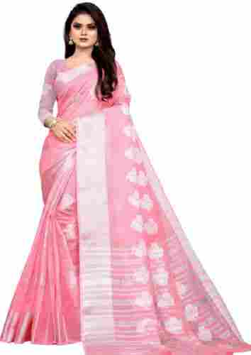 Premium Casual Wear Floral Printed Cotton Silk Saree For Ladies