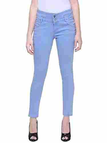 Casual Wear Skinny Fit Straight Style Plain Denim Jeans For Ladies