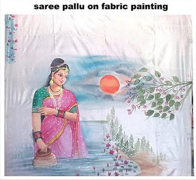 Dry Cleaning Unstitched Saree Pallu On Fabric Painting