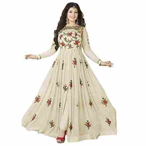 Ladies Full Sleeves Printed Cotton Gown For Party Wear
